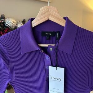 Theory Women's Vibrant Purple Ribbed Stretchy Polo